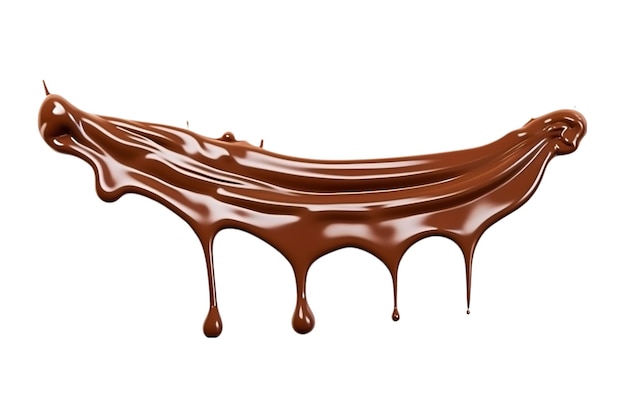 Melted chocolate dripping isolated on a white background