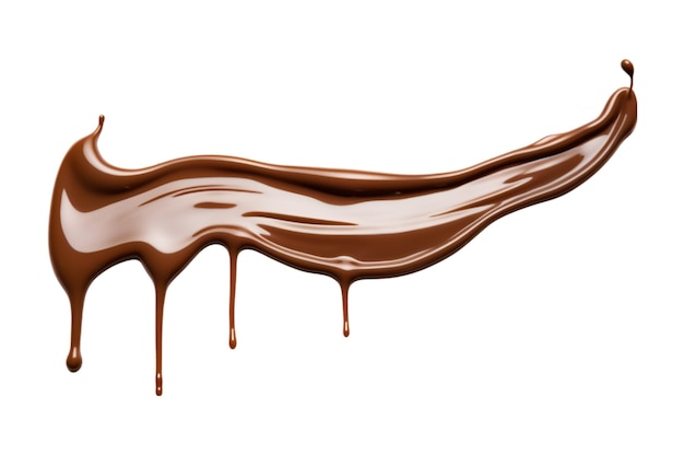 Melted chocolate dripping isolated on a white background