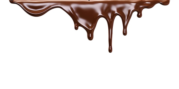 Photo melted chocolate dripping isolated on a white background