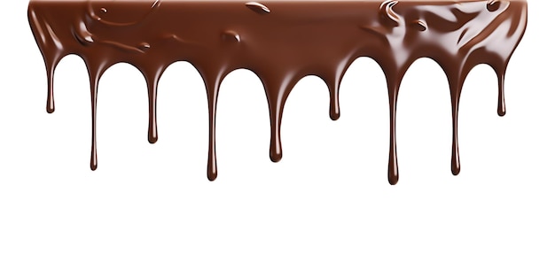 Растопленный шоколад капает на белом фоне
