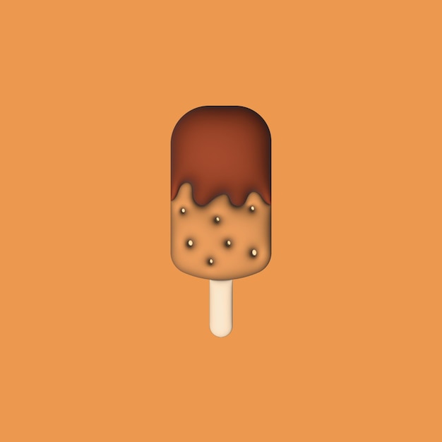 melted chocolate ice cream icon 3d illustration