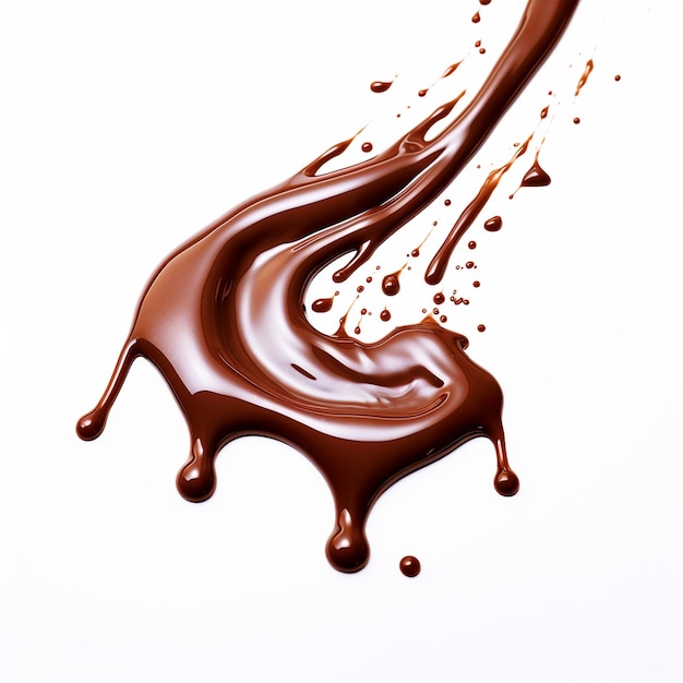 Melted chocolate on isolated white background