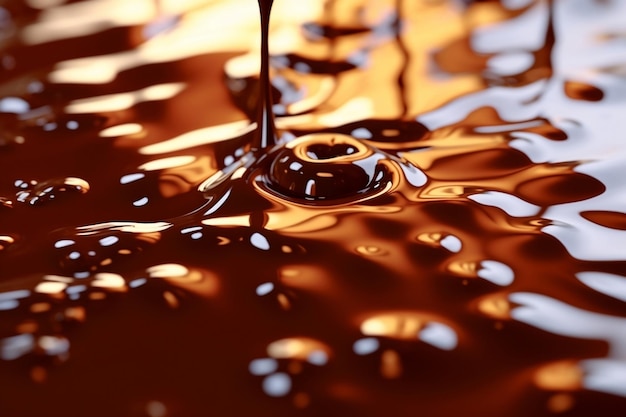 Melted chocolate surface liquid chocolate closeup background