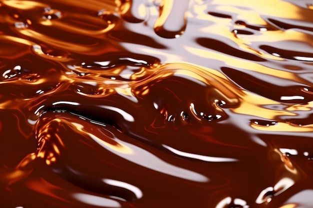 Melted chocolate surface liquid chocolate closeup background