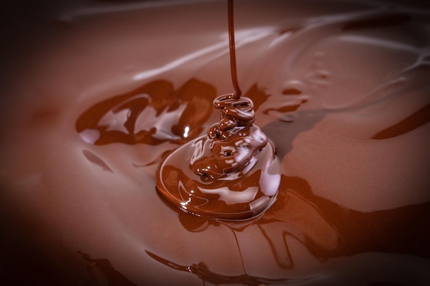 melted chocolate swirl background. liquid chocolate close-up.