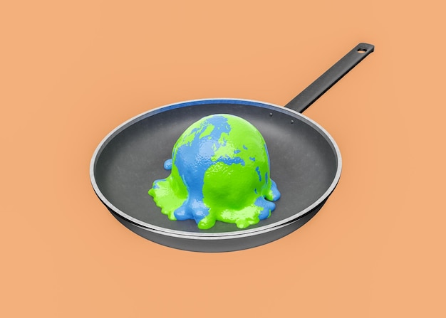 melted earth heated in a frying pan