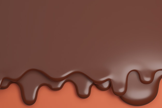 Photo melted milk brown chocolate flow down.