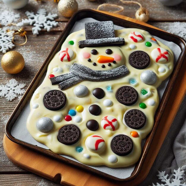 Melted Snowman Cookie Bark