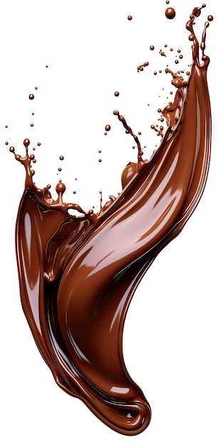 Melted swirling chocolate splash dripping on white background