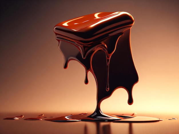 Photo a melting chocolate bar with a dark background