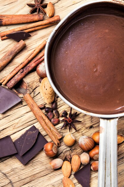 Melting chocolate in a metal bowl