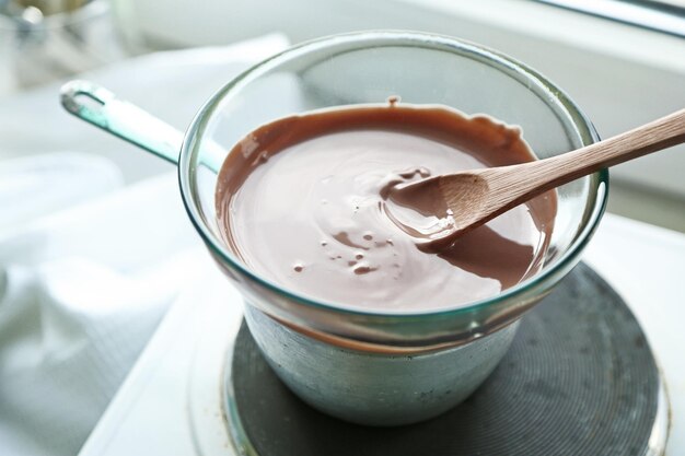 Melting chocolate on stove