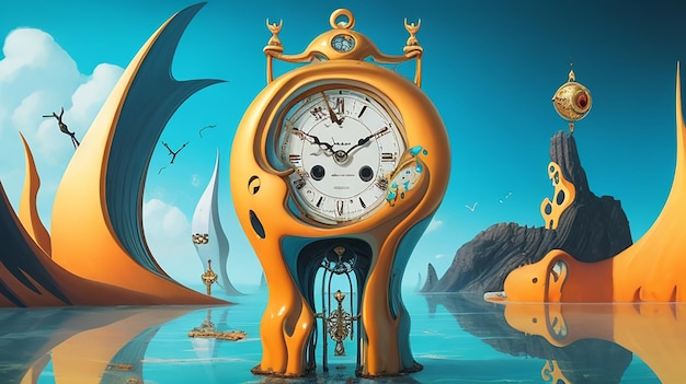 Foto orologi di fusione e elementi surreali