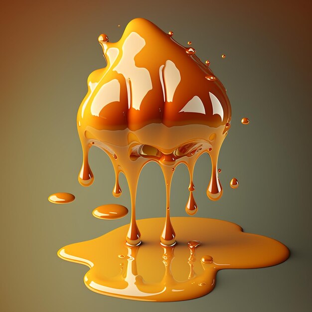 Photo melting dripping honey drops realistic