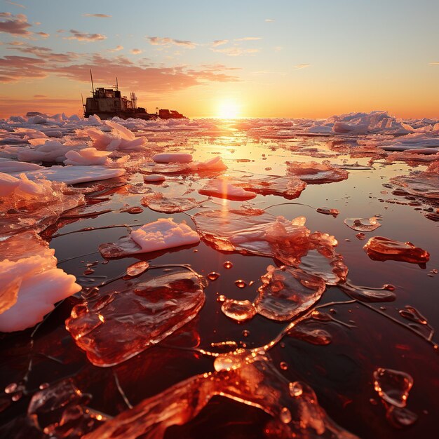 Photo a melting glacier