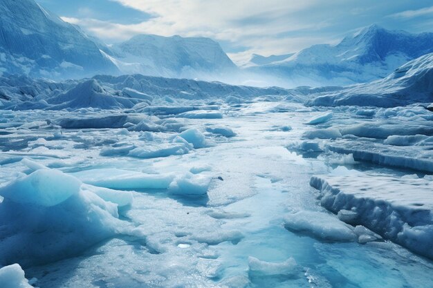 Foto lo scioglimento dei ghiacciai provoca condizioni meteorologiche estreme e disastri dovuti al riscaldamento globale