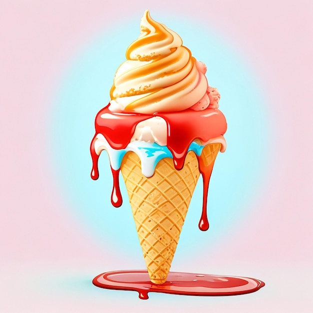 Photo melting ice cream cone illustrator
