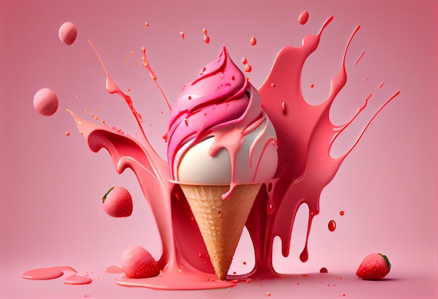 Melting ice cream cone ilustrator