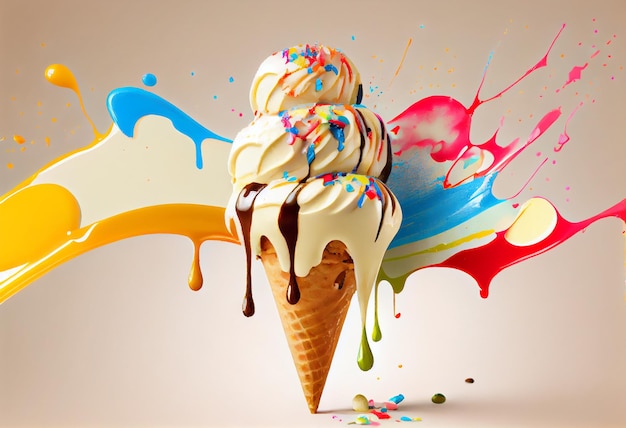 Melting ice cream cone ilustrator