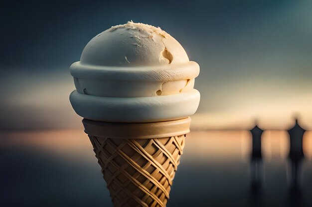 Melting ice cream in cone