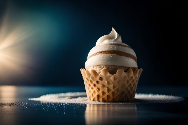 Melting ice cream in cone