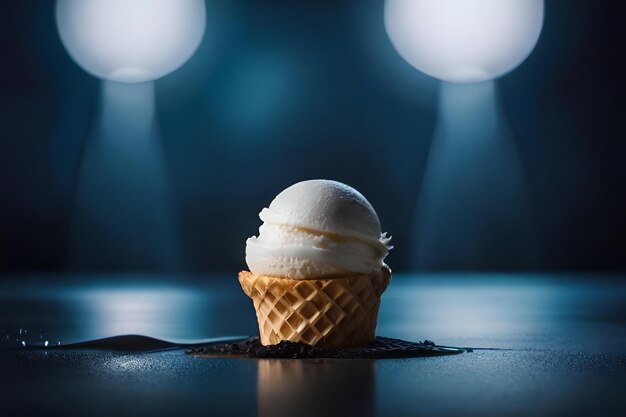 Melting ice cream in cone