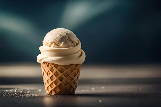 Melting ice cream in cone