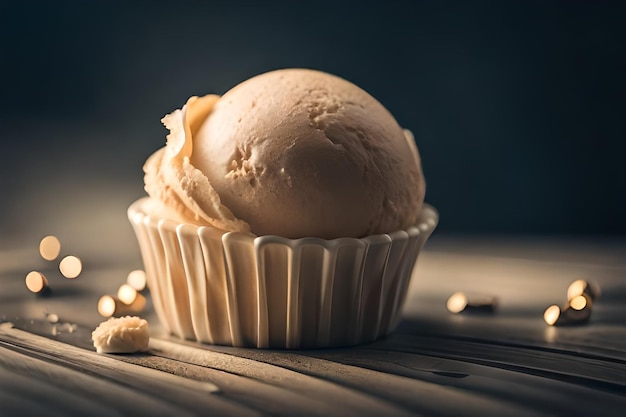 Melting ice cream in cone