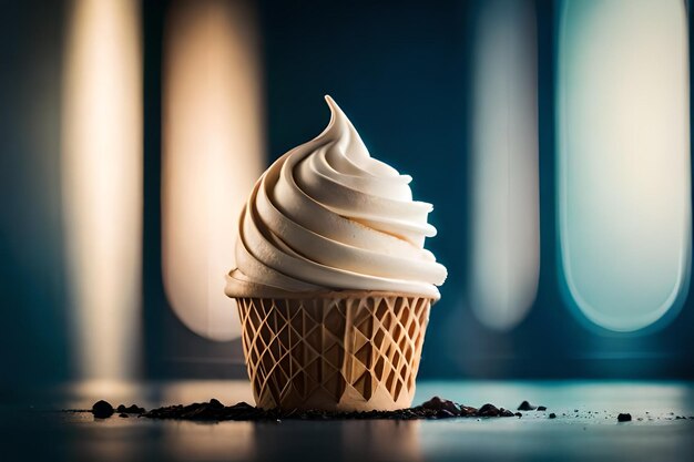 Melting ice cream in cone