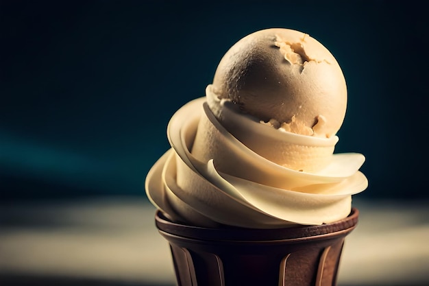 Melting ice cream in cone