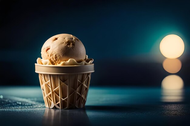 Melting ice cream in cone