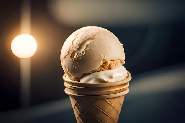 Melting ice cream in cone