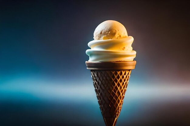 Melting ice cream in cone