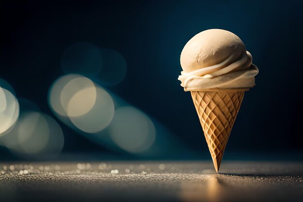 Melting ice cream in cone