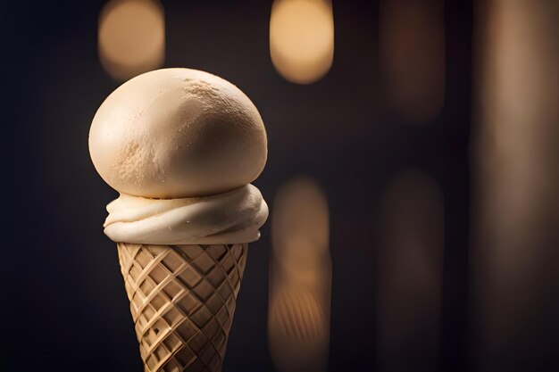 Melting ice cream in cone