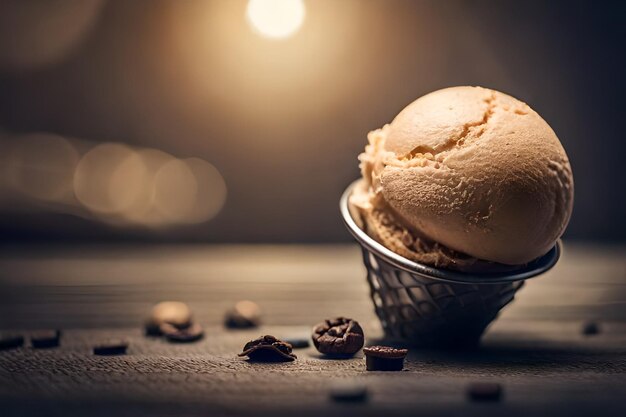 Photo melting ice cream in cone