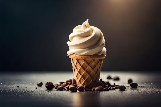 Melting ice cream in cone