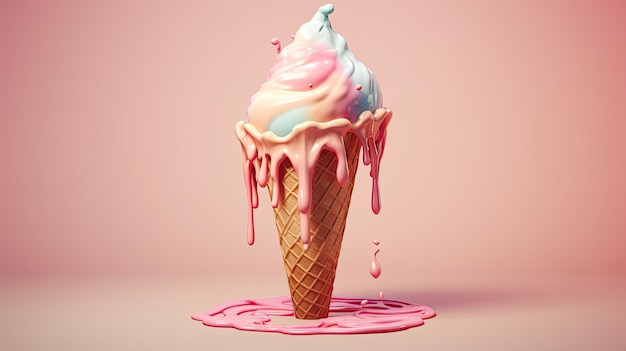 溶けるアイスクリームコーン