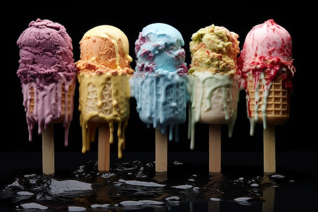 Melting ice cream on stick