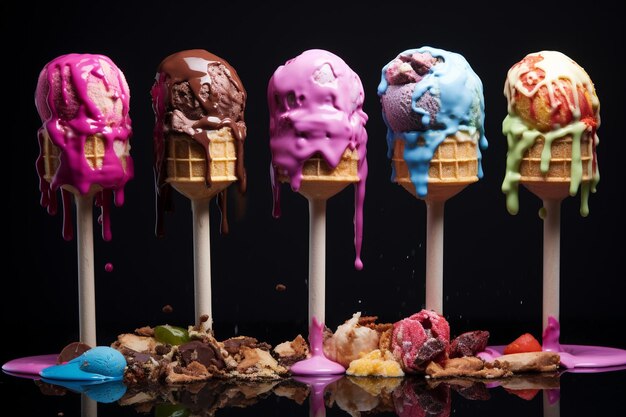 Melting ice cream on stick