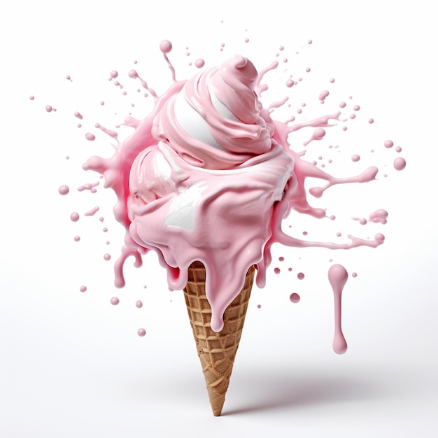 melting ice cream on a white background