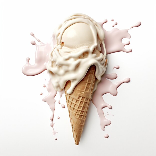 melting ice cream on a white background