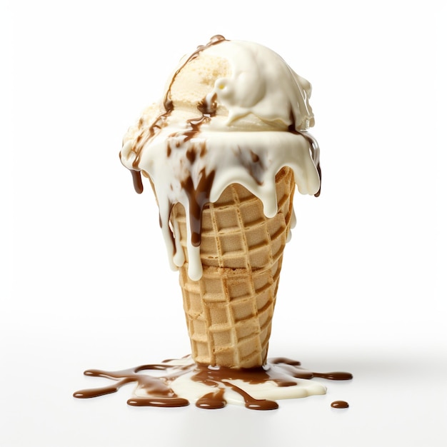 melting ice cream on a white background