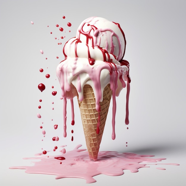 melting ice cream on a white background