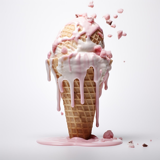 melting ice cream on a white background