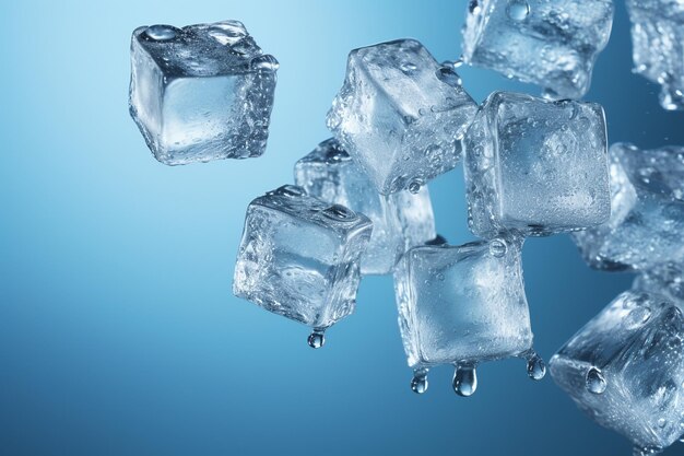 Melting ice cubes on a grey background melting ice cubes ice cubes closeup crystal clear ice cube