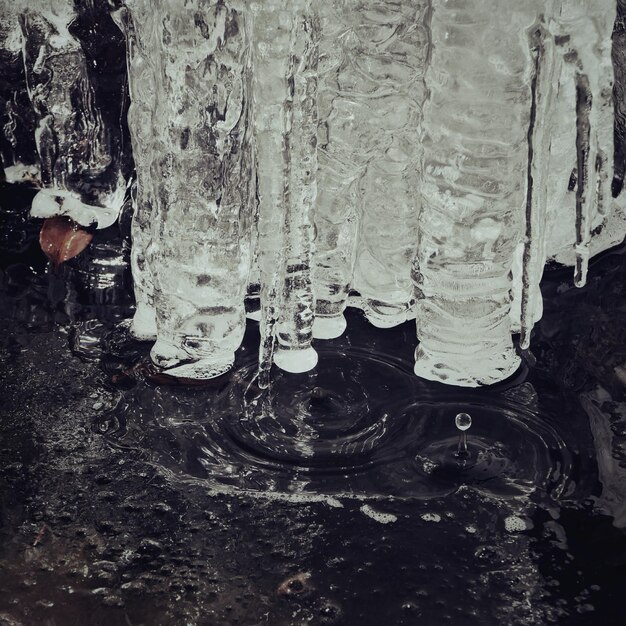 Photo melting ice above water