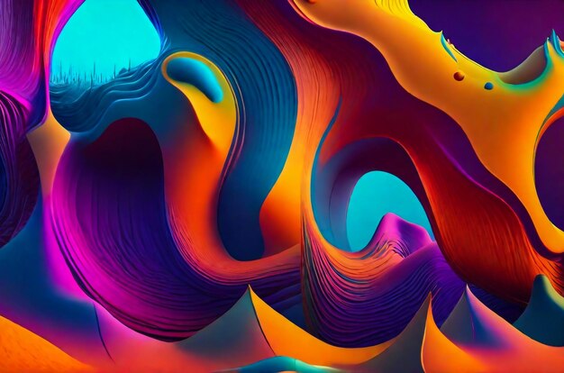 Melting landscape with surreal hues and distorted objects