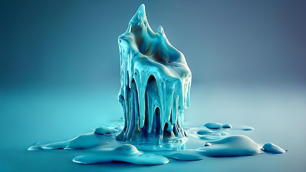 Photo melting polar ice melting on a pastel blue background global warming green house effect climate chan
