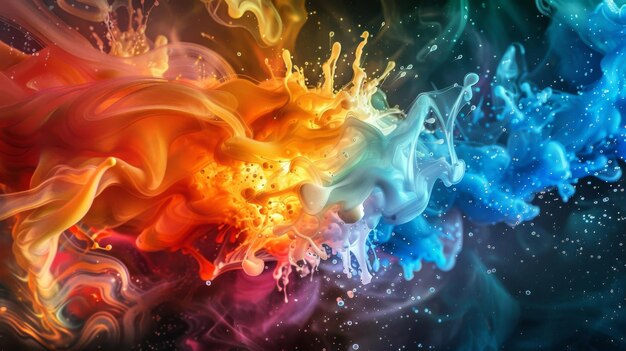 Photo a melting pot of colors collide in a dazzling explosion creating an acidlike effect